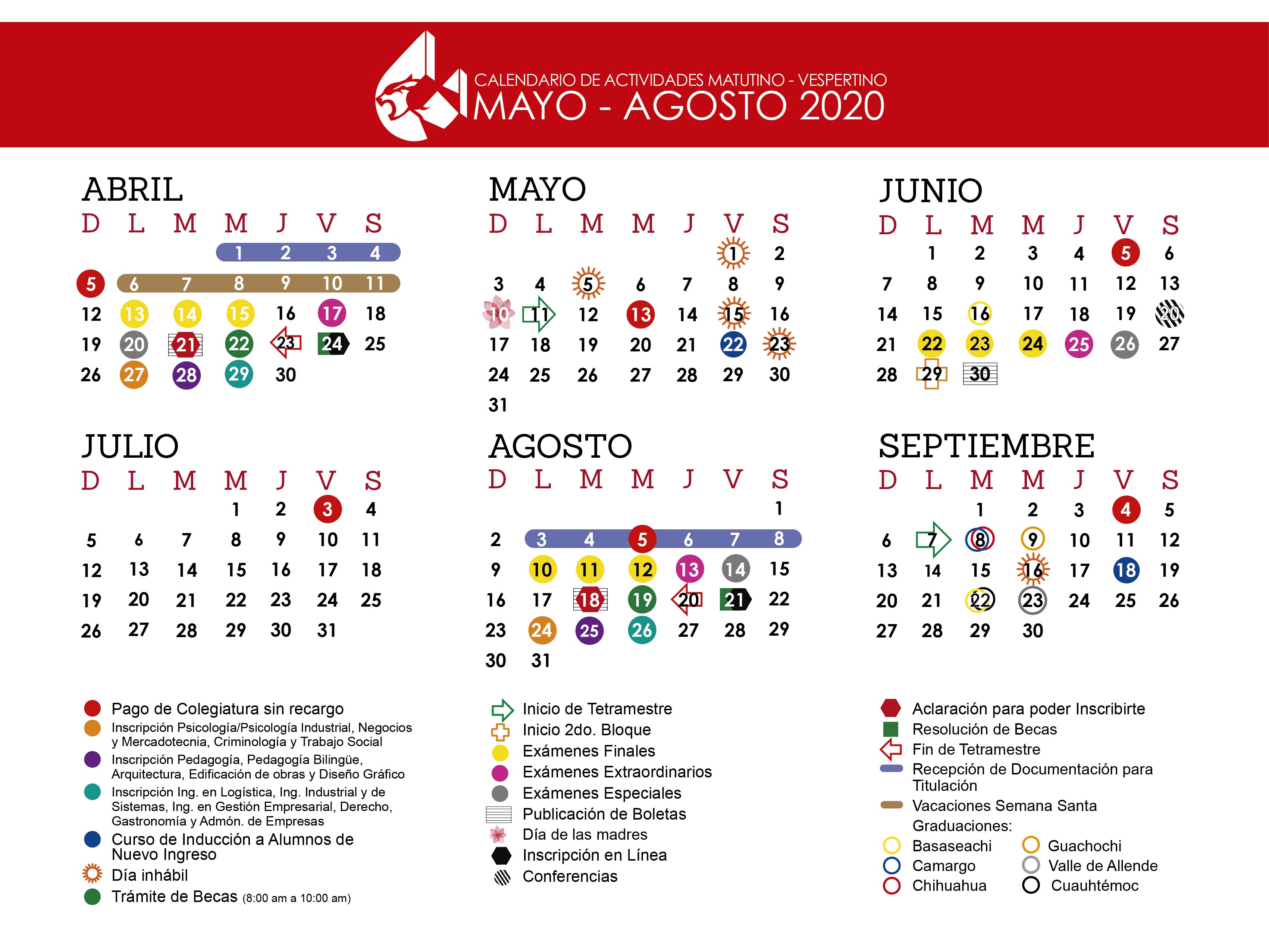 Calendarios de Actividades Centro Cultural Universitario