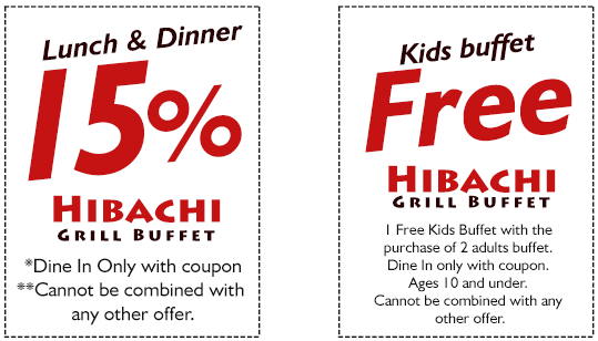 Hibachi hotsell buffet coupons